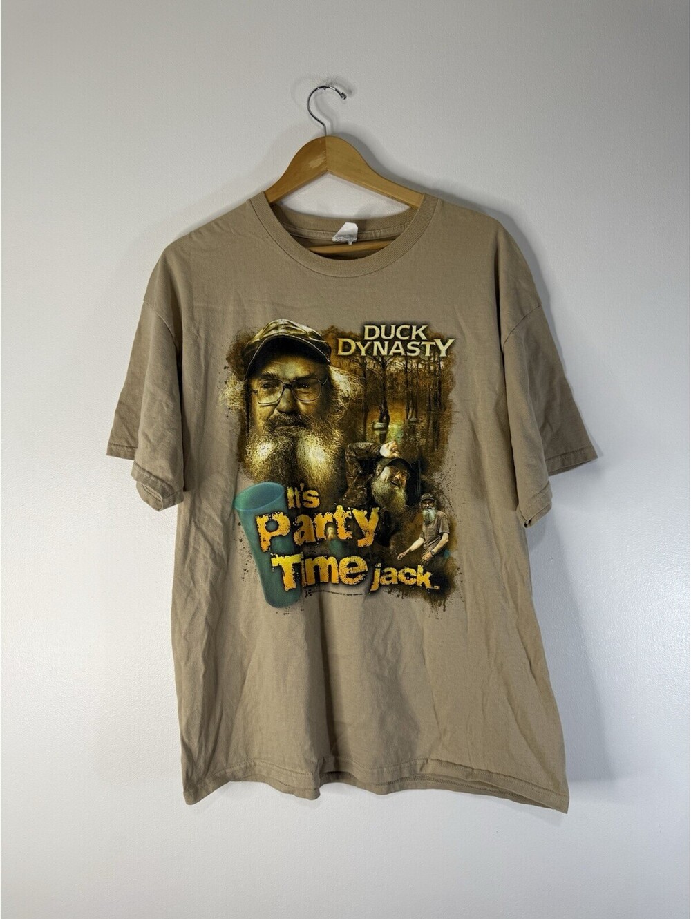 It's Party Time Jack! Uncle Si Duck Dynasty Graphic Short Sleeve T-Shirt Tan XL